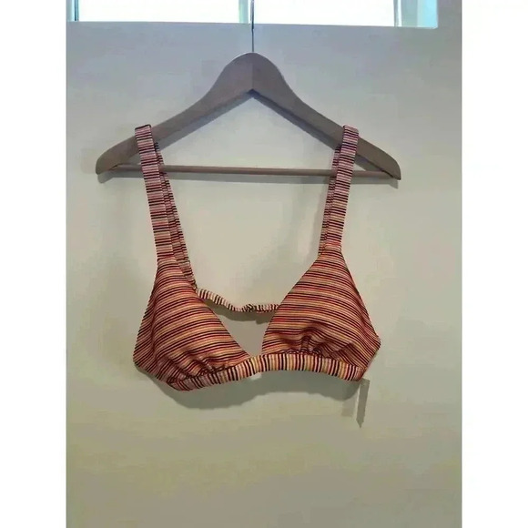 Madewell‎ Ribbed Triangle Bikini Top Ombré Stripe Size Large - Picture 2 of 9
